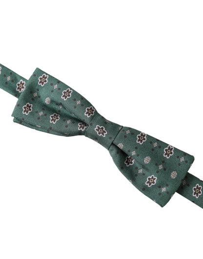 Mint Green Floral Adjustable Neck Men Bow Tie