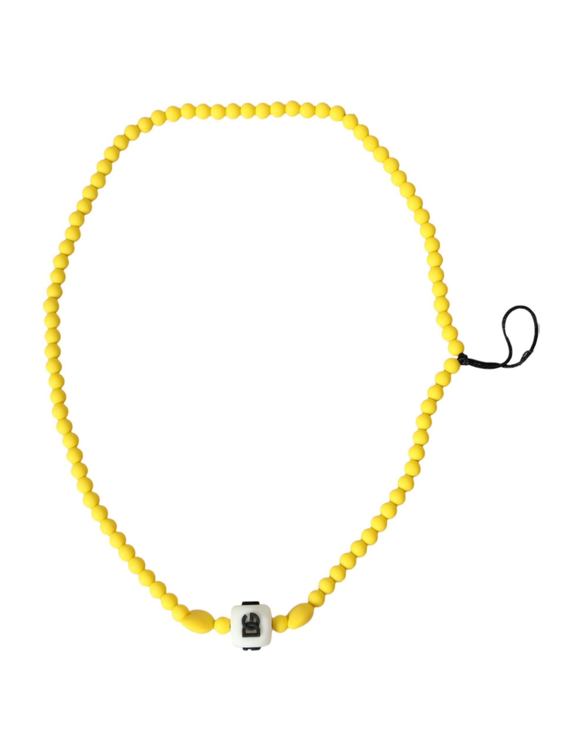 Yellow Beaded Chain DG Logo Charm Necklace