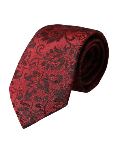 Red Floral Brocade Silk Adjustable Men Tie