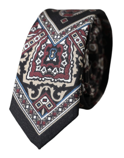 Black Printed 100% Silk Adjustable Men Tie