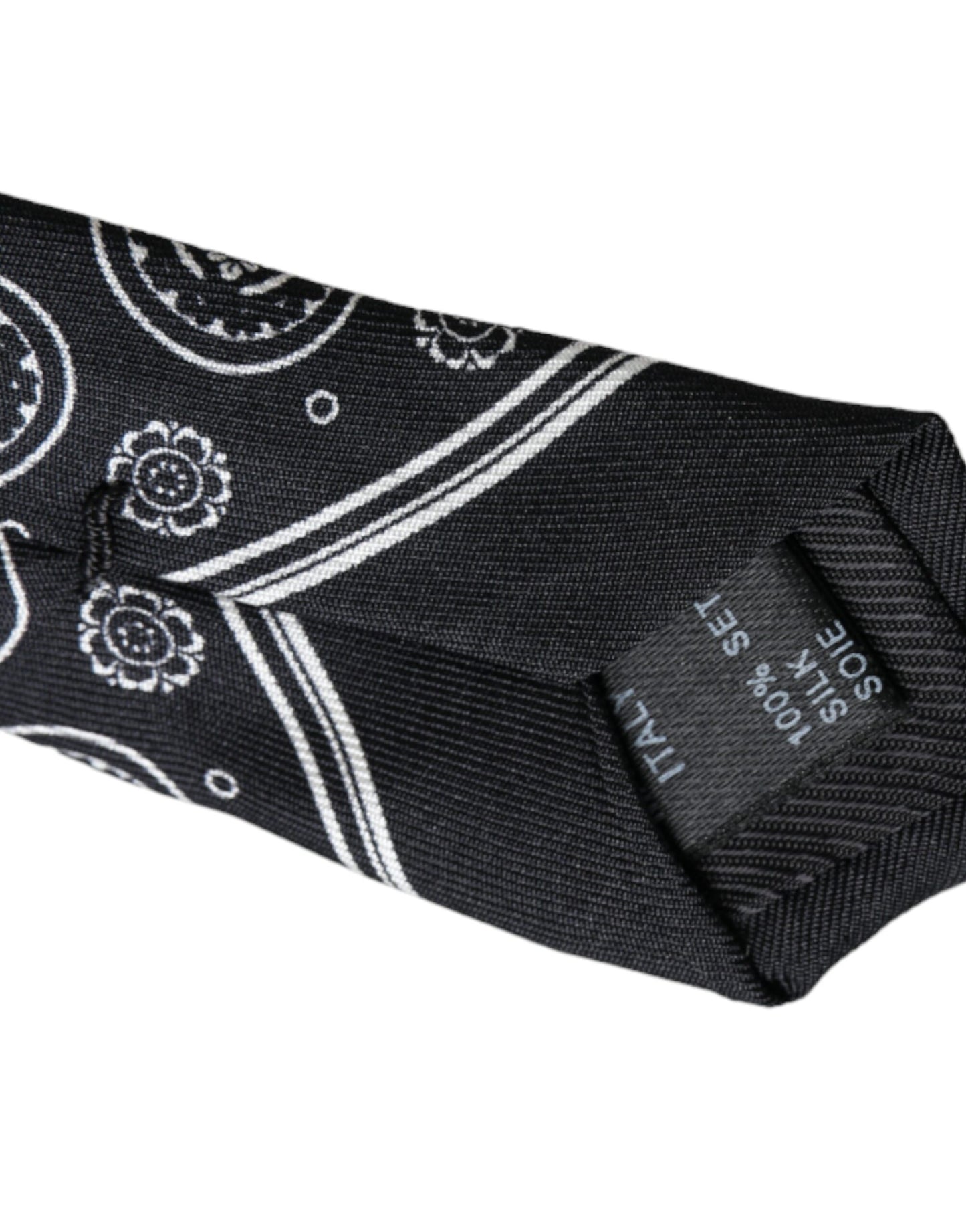 Black Patterned 100%Silk Adjustable Tie