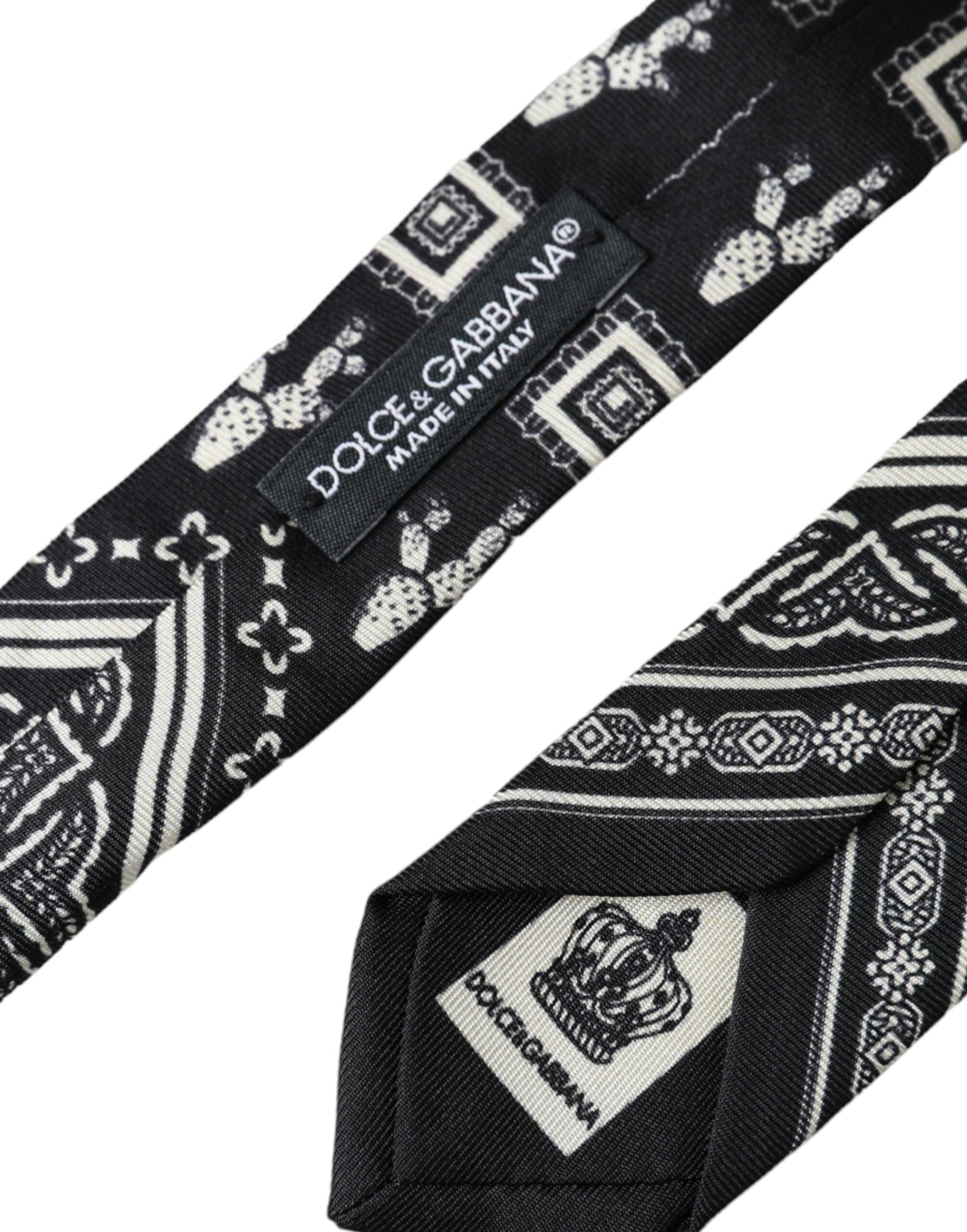 Black Patterned 100%Silk Adjustable Tie