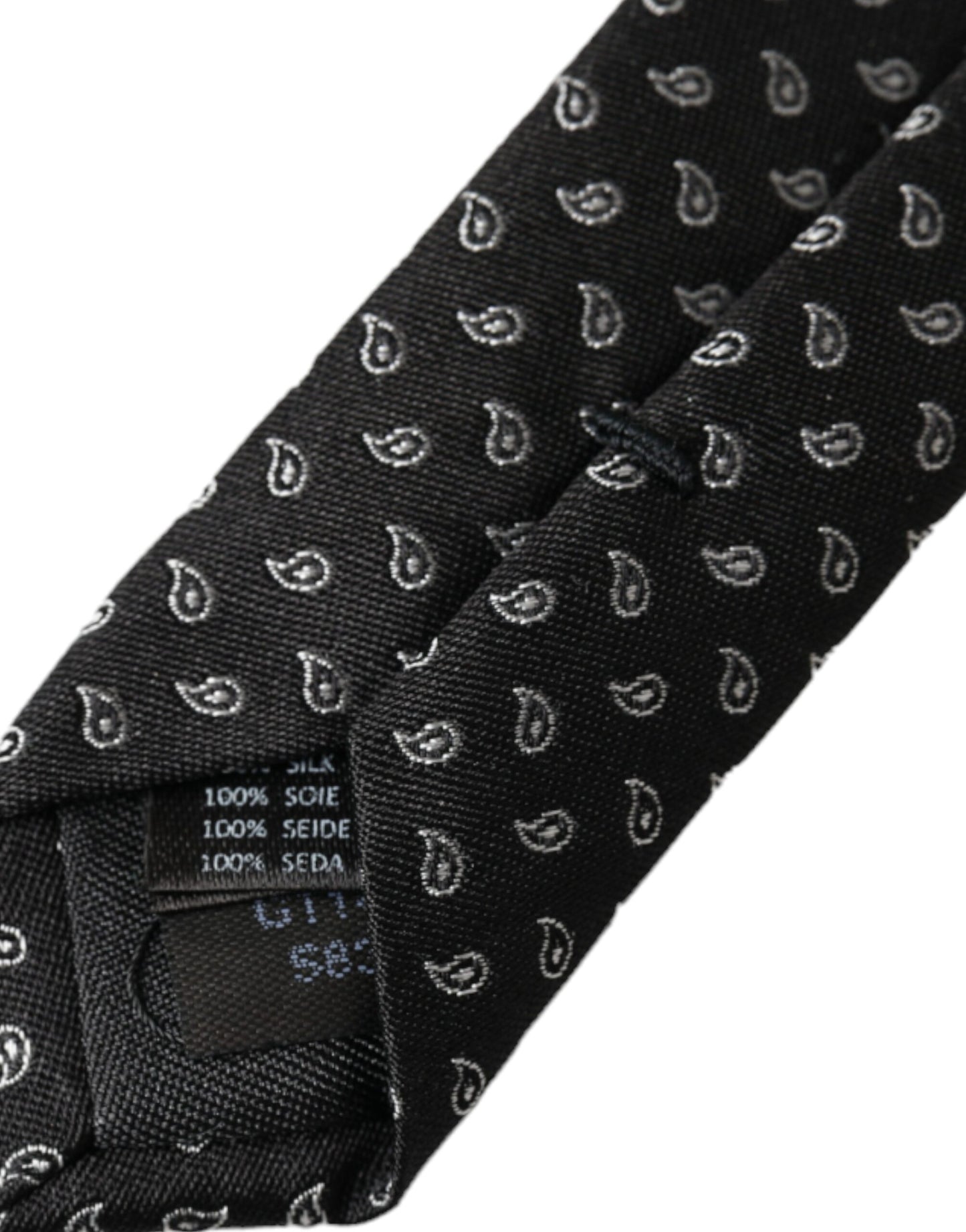 Black Jacquard Patterned Silk Adjustable Men Tie