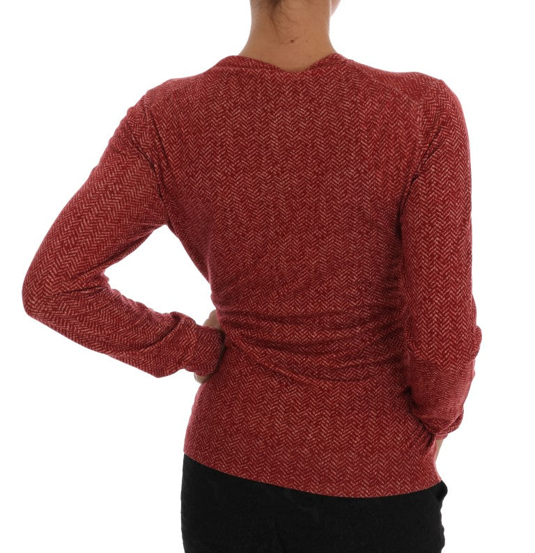 Red Wool Cardigan Sweater