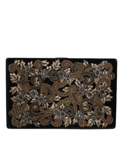 Black Velvet Gold Frame Clutch Evening Party Purse Bag