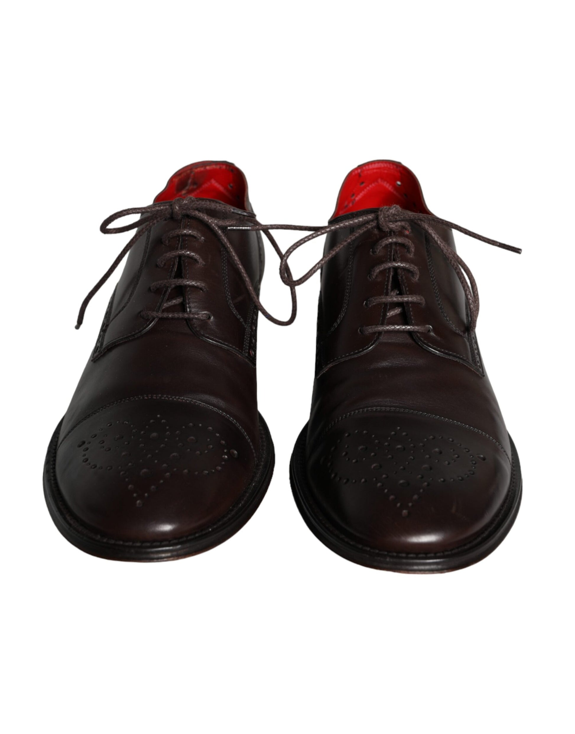 Brown Calfskin Leather Lace Up Oxford Shoes