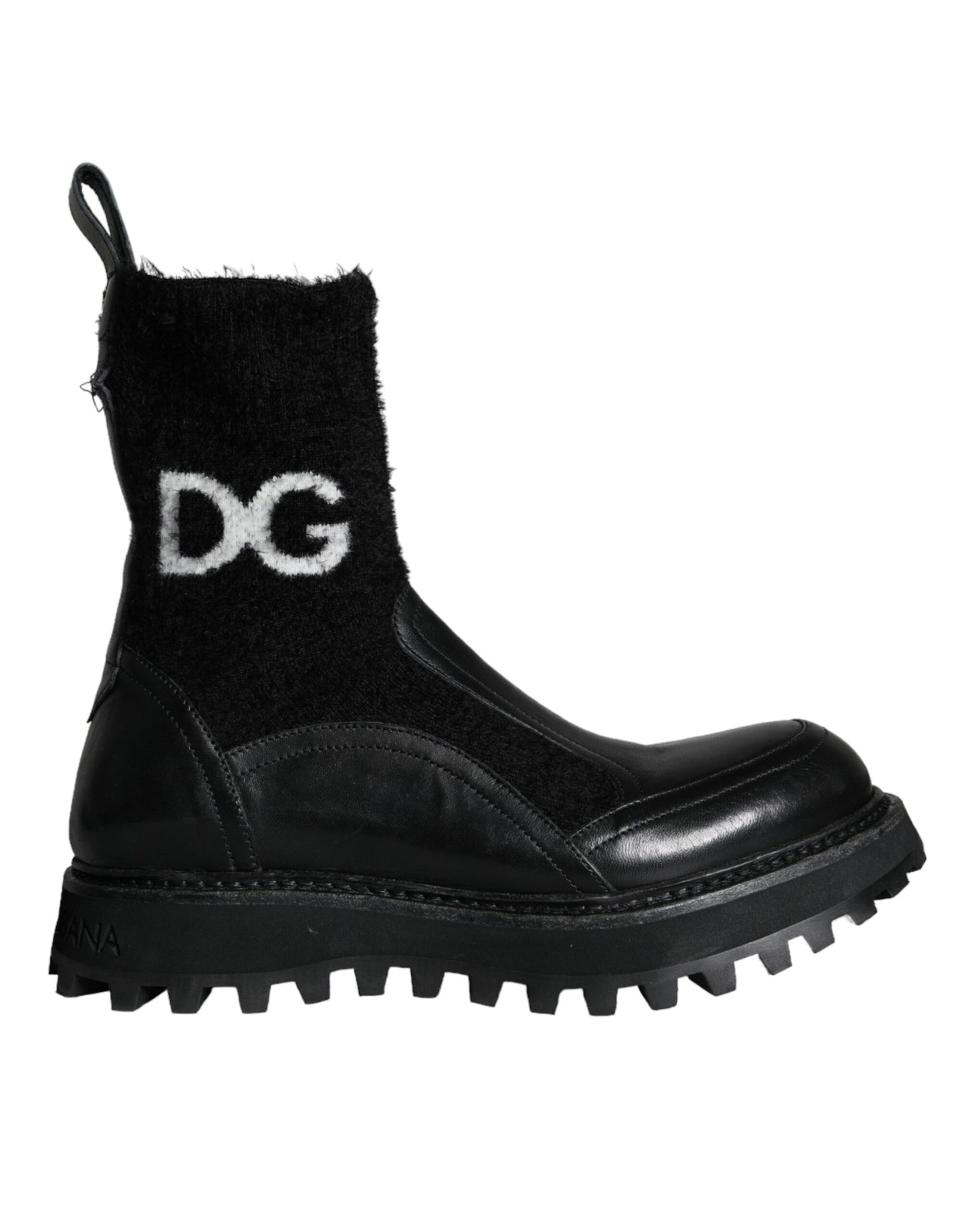 Black DG Logo Horse Sock Ankle Boots Shoes