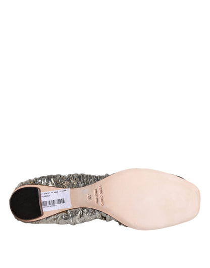 Silver Patent Leather Scrunch Ballet Flats Shoes