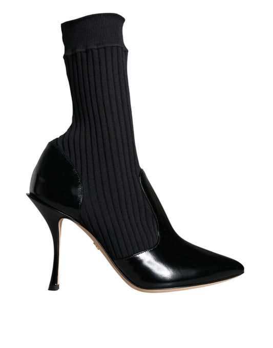 Black Stretch Stilettos Booties Socks Shoes