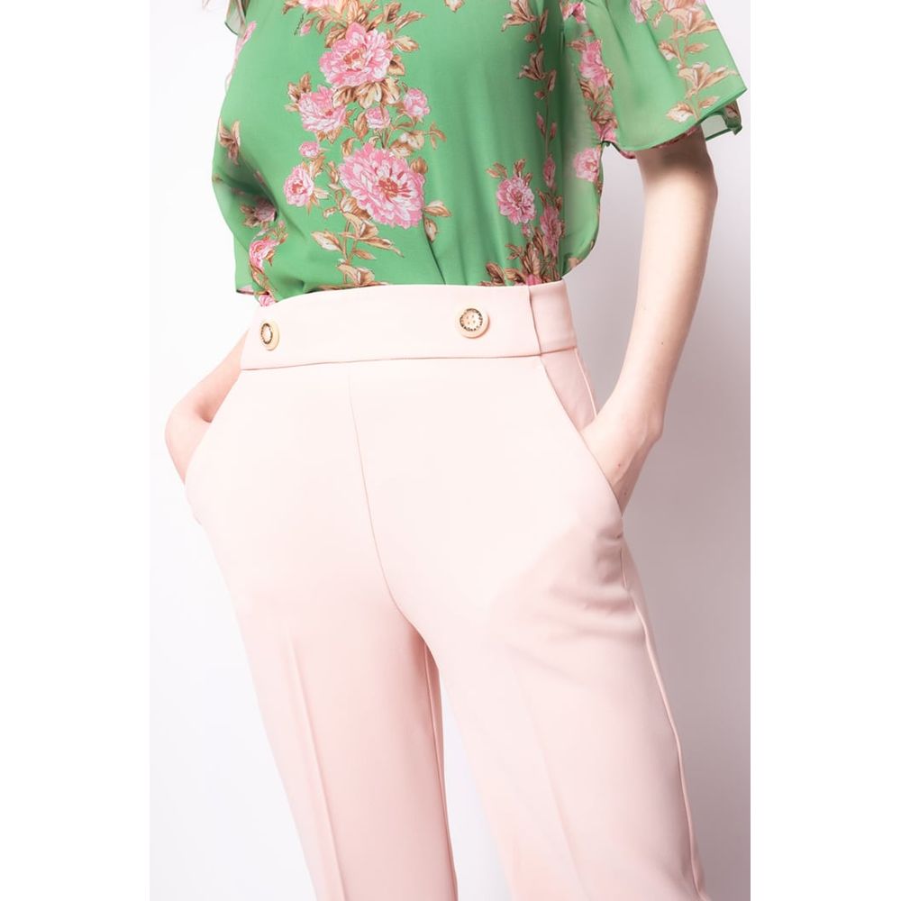 Pink Polyester Women Pants