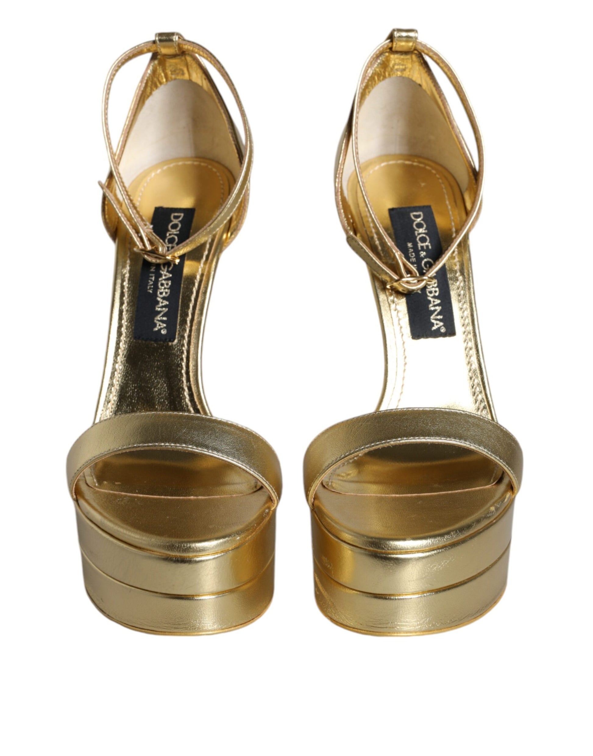 Gold Leather Platform Keira Sandals Shoes