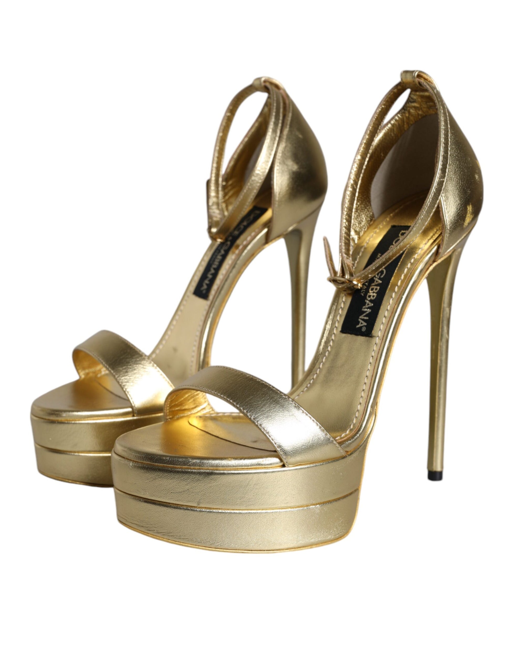 Gold Leather Platform Keira Sandals Shoes