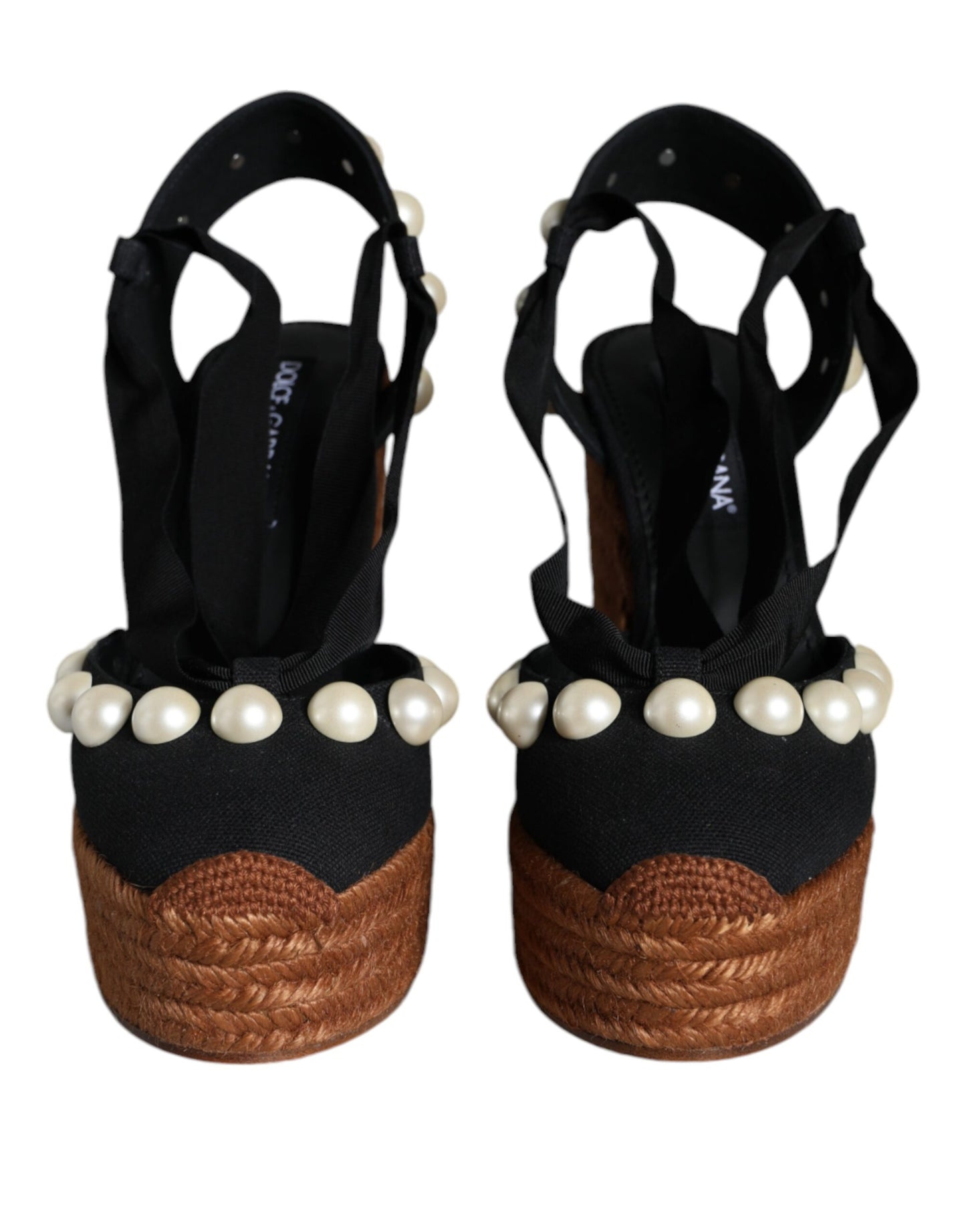 Black Pearl Wedge Heels Sandals Shoes