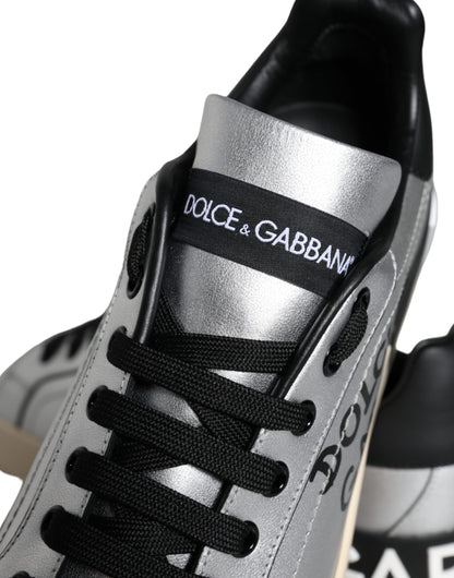 Silver Portofino Calf Leather Sneakers Shoes