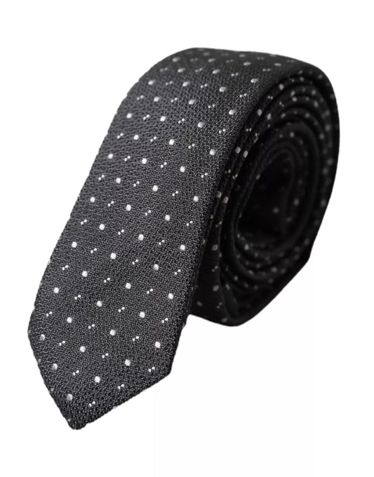 Black Polka Dot Silk Adjustable Men Tie