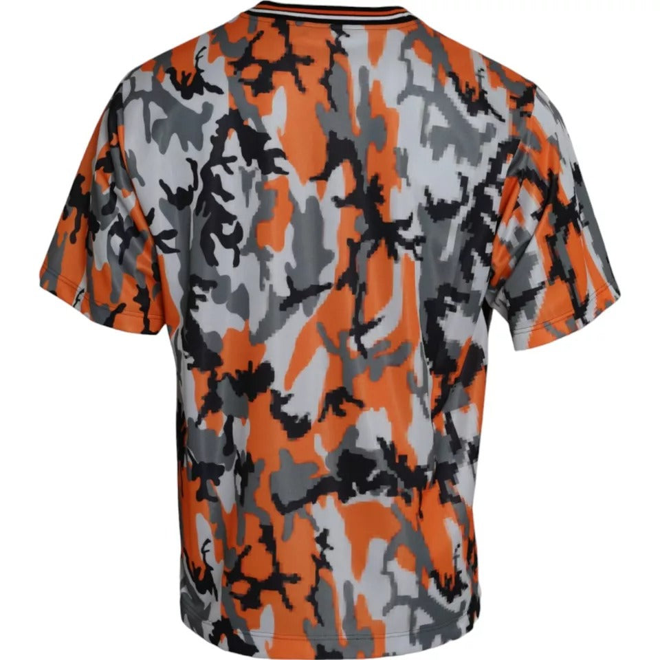 Multicolor Camouflage Cotton Crew Neck Men T-shirt