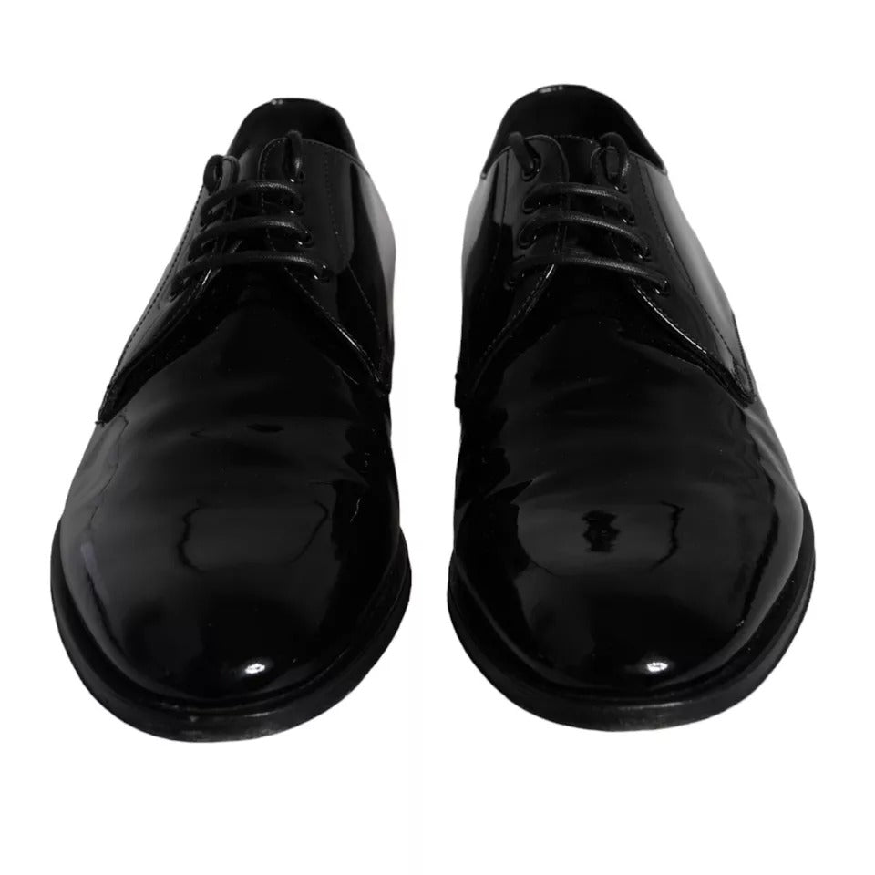 Black Calfskin Leather Derby Men Dress Shoes