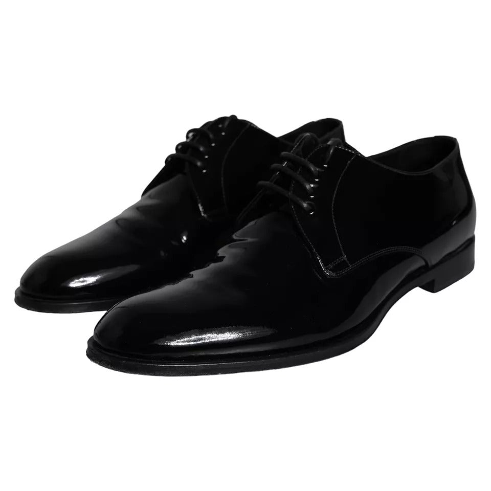 Black Calfskin Leather Derby Men Dress Shoes