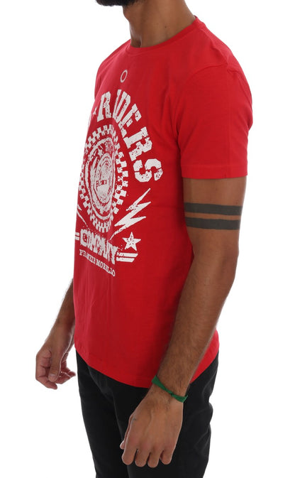 Chic Red 'RIDERS' Motive Crewneck Tee