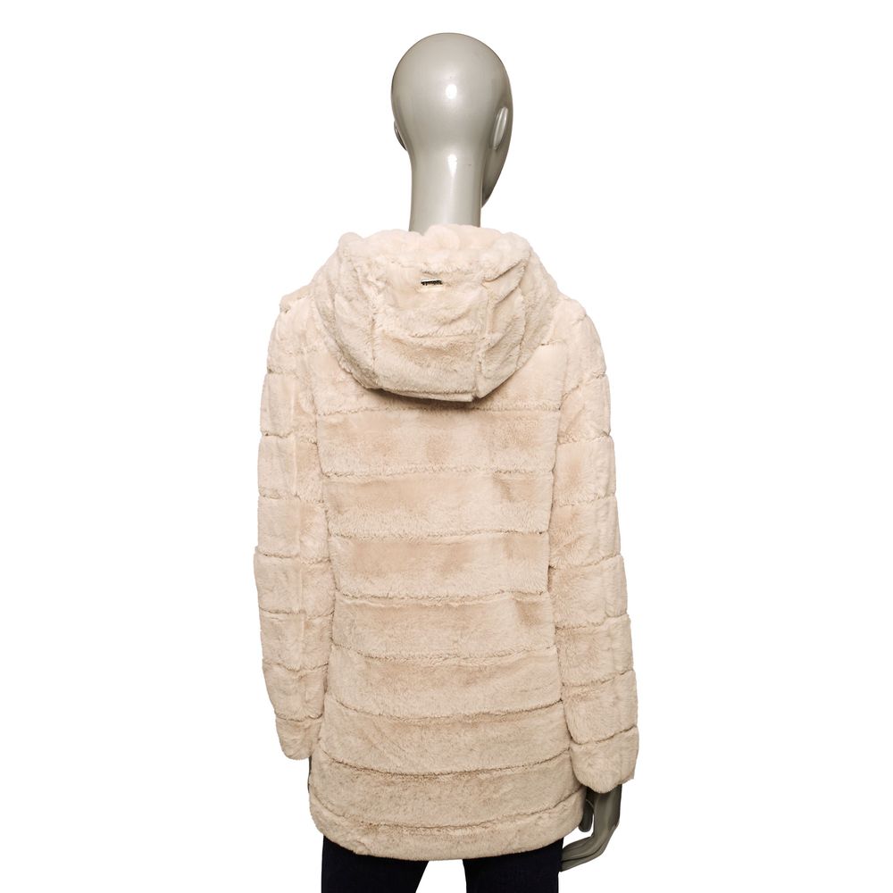 Beige Polyester Women Coat