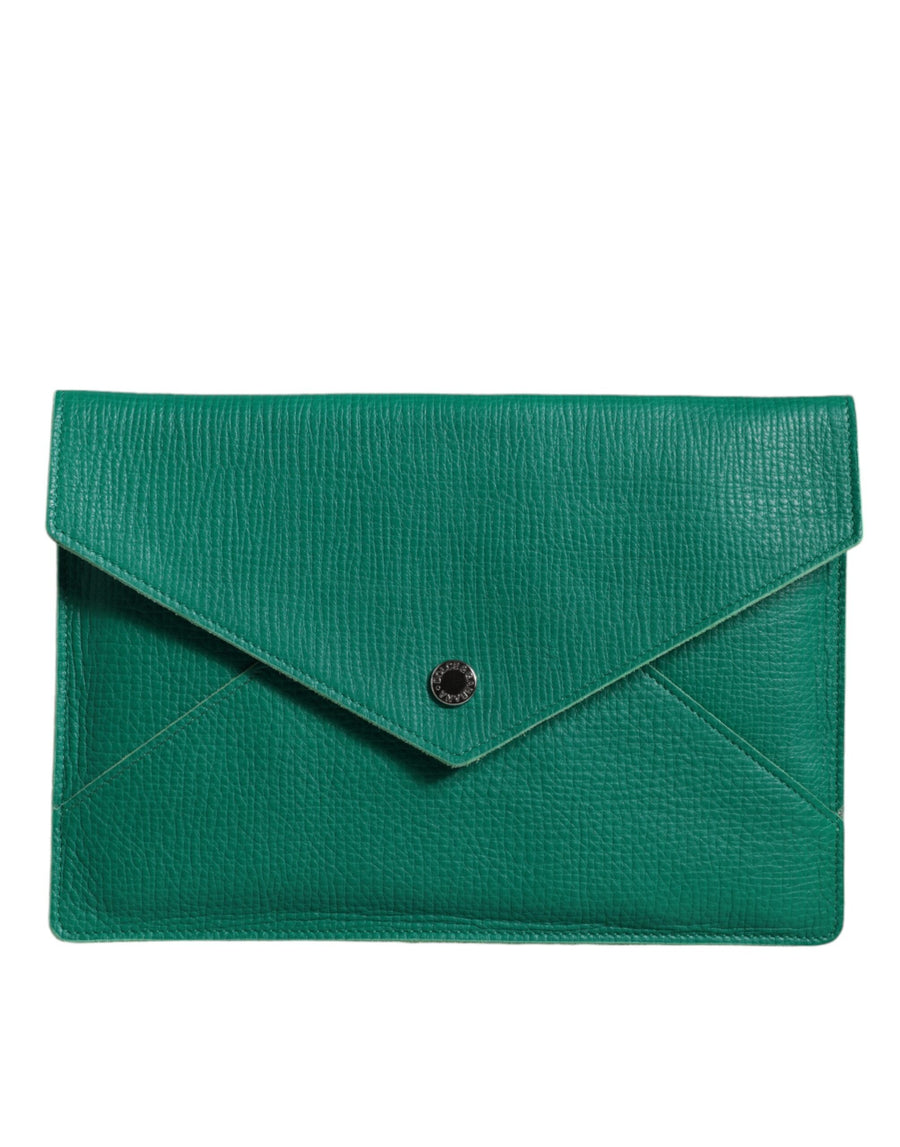 Green Leather Handbag Clutch Mini Purse Pouch Tablet Case