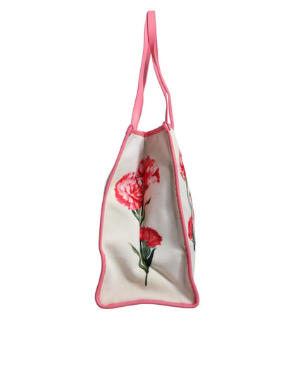 White Canvas Rose Embroidery Women Shopping Tote Bag