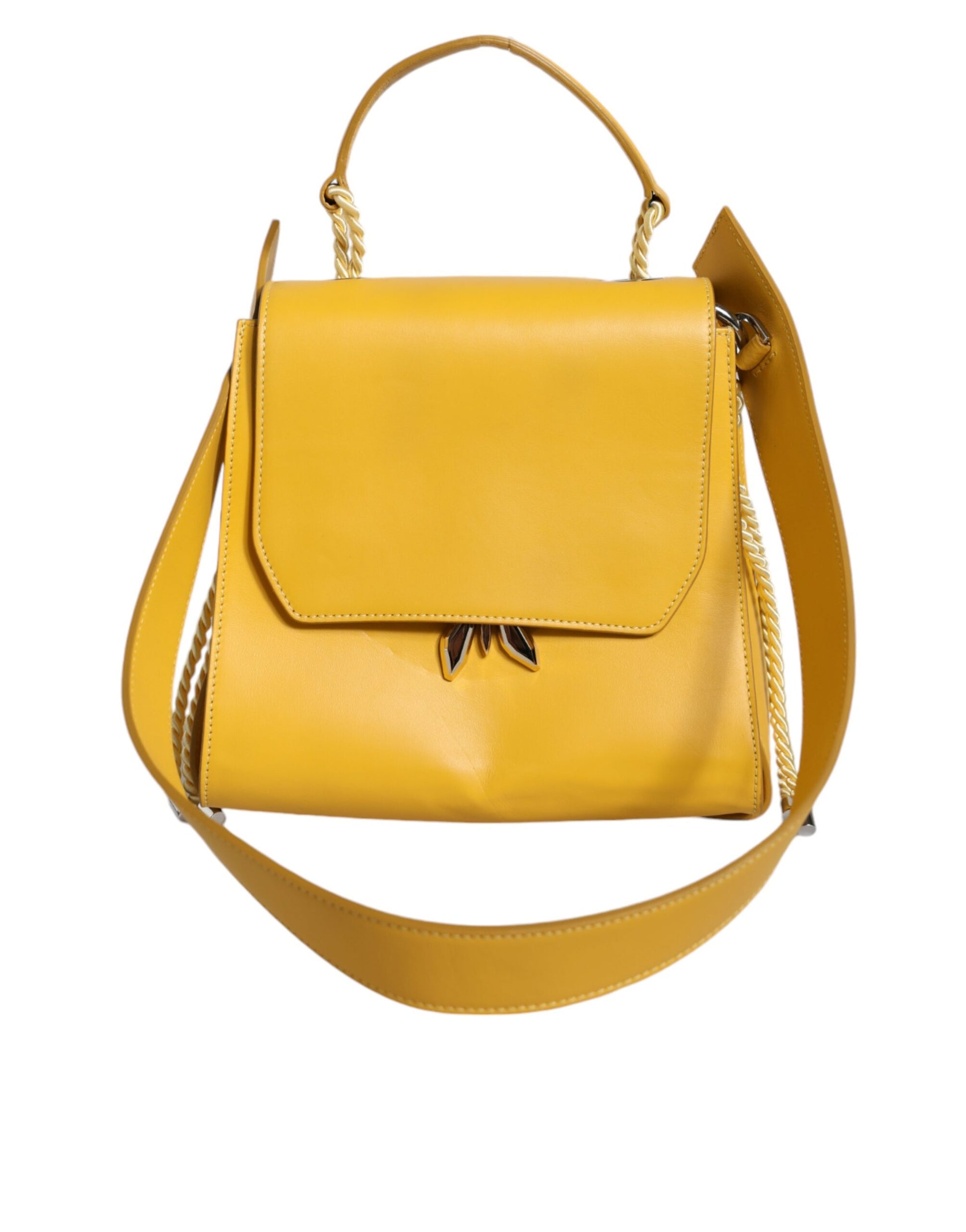 Yellow Leather Shoulder Strap Top Handle Bag