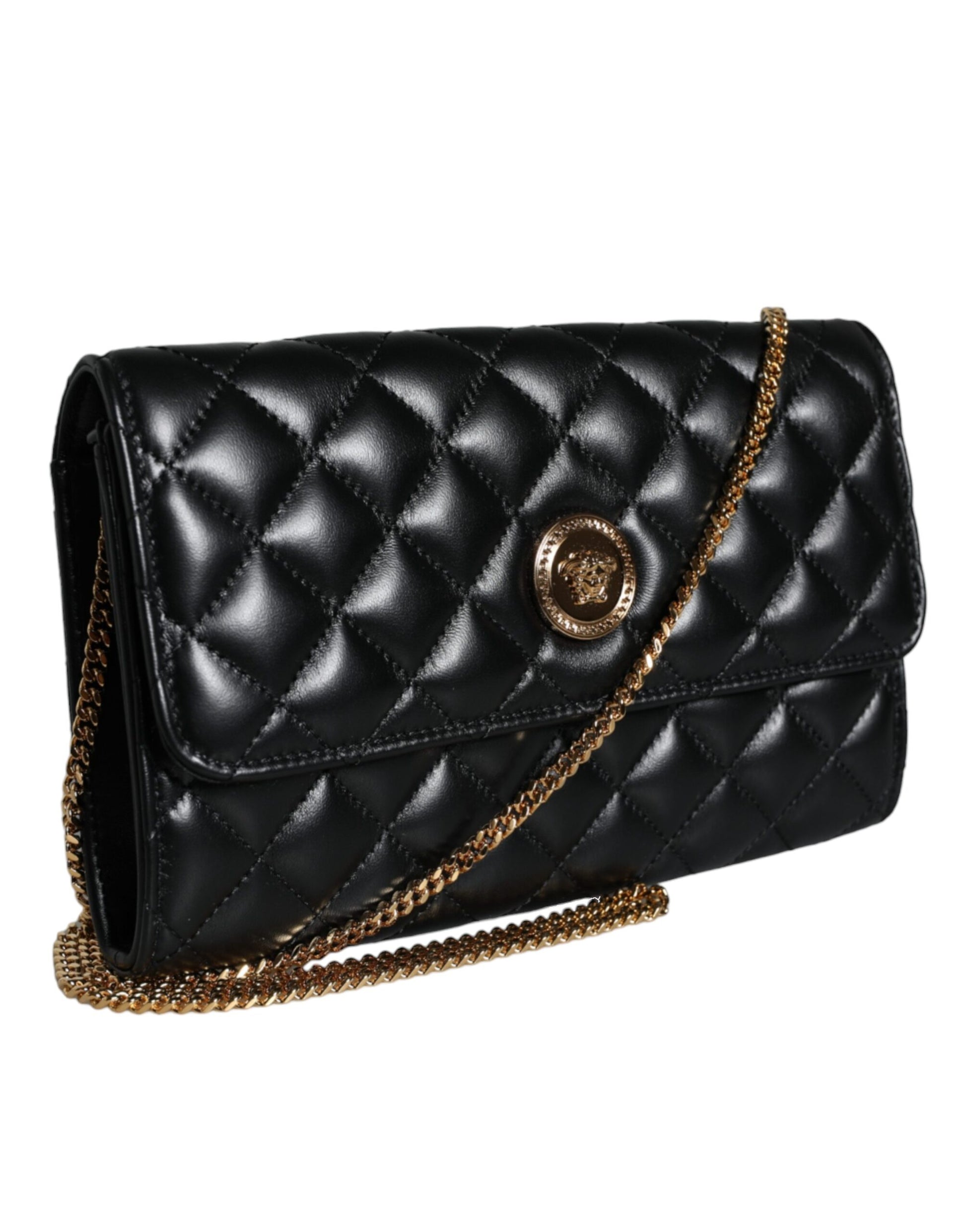 Black Quilted Nappa Leather Crossbody Shoulder Bag