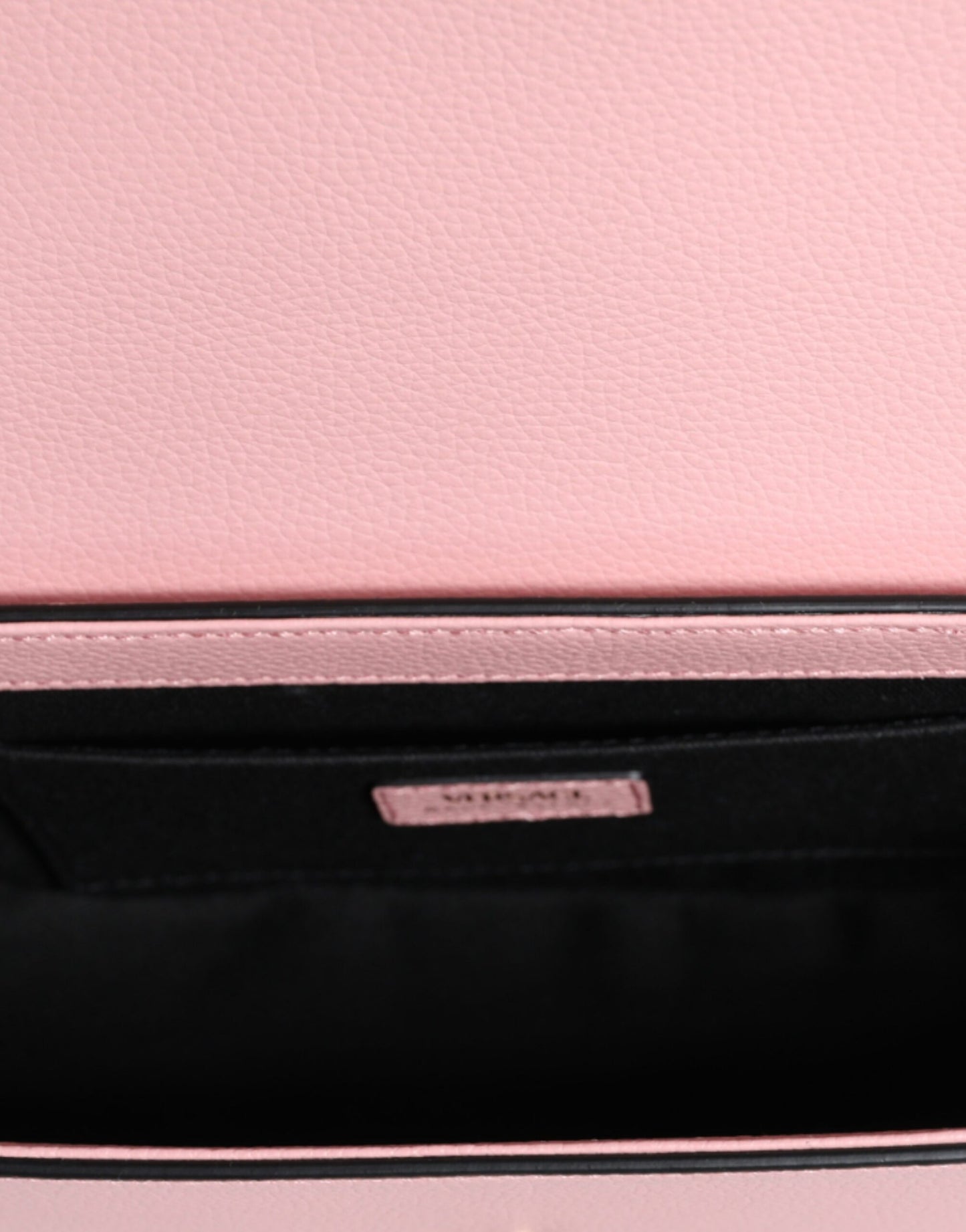 Pink Grainy Calf Leather Logo Crossbody Shoulder Bag