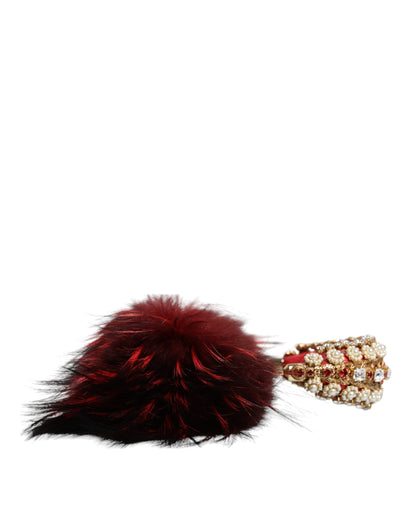 Red Gold Crystal Fur Headset Audio AUX Headphones