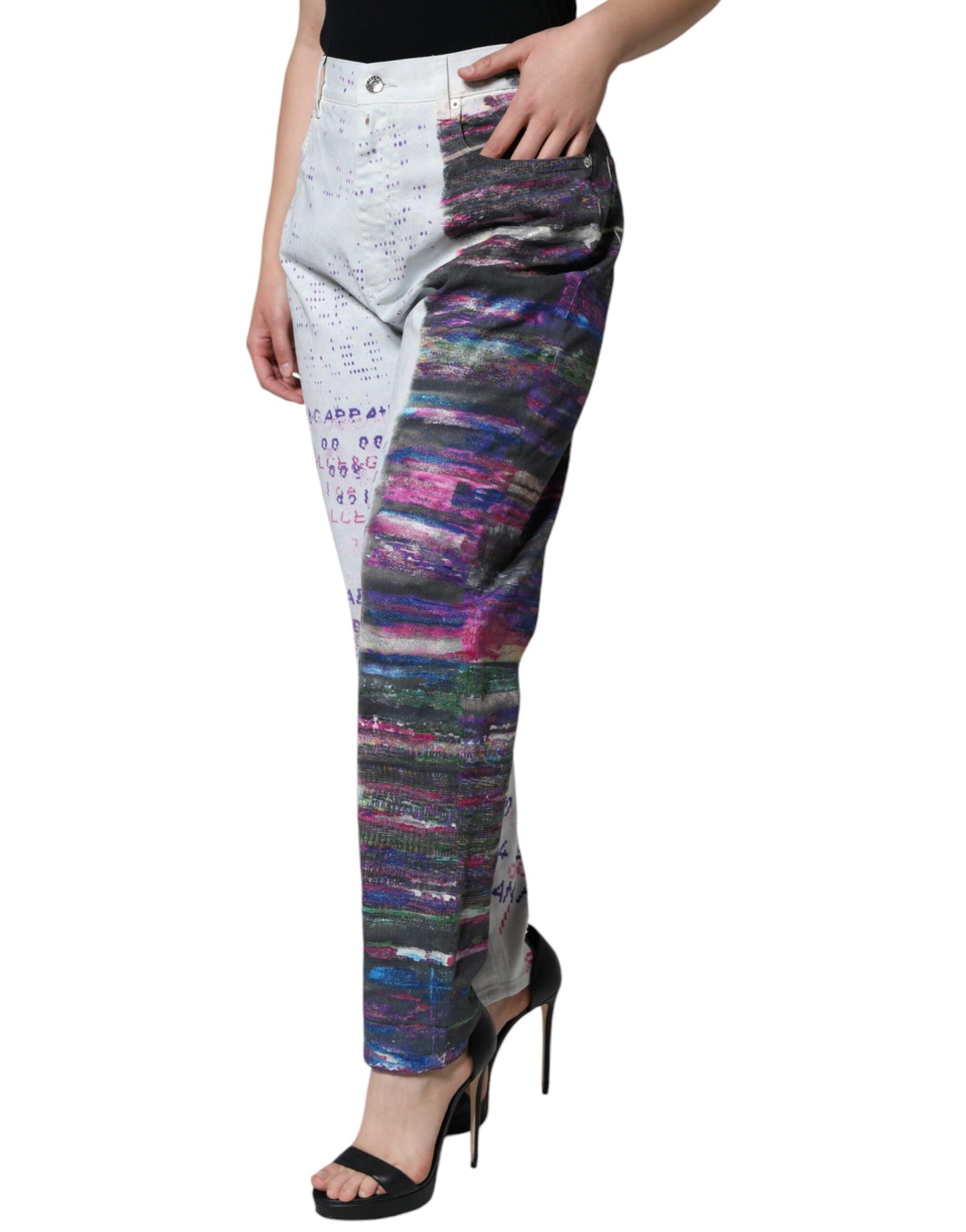 Multicolor Cotton Stretch High Waist Denim Jeans