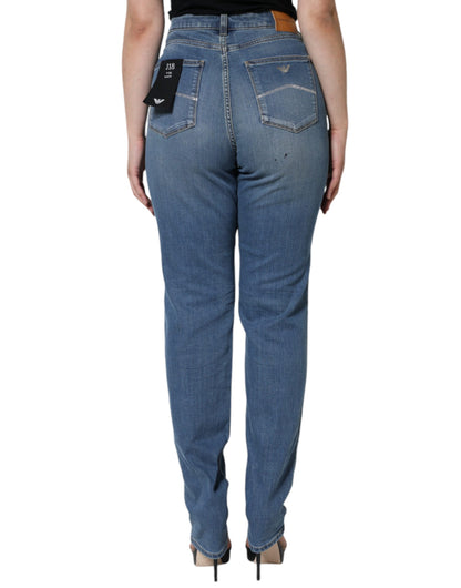 Blue Washed High Waisted Skinny Women Denim Jeans