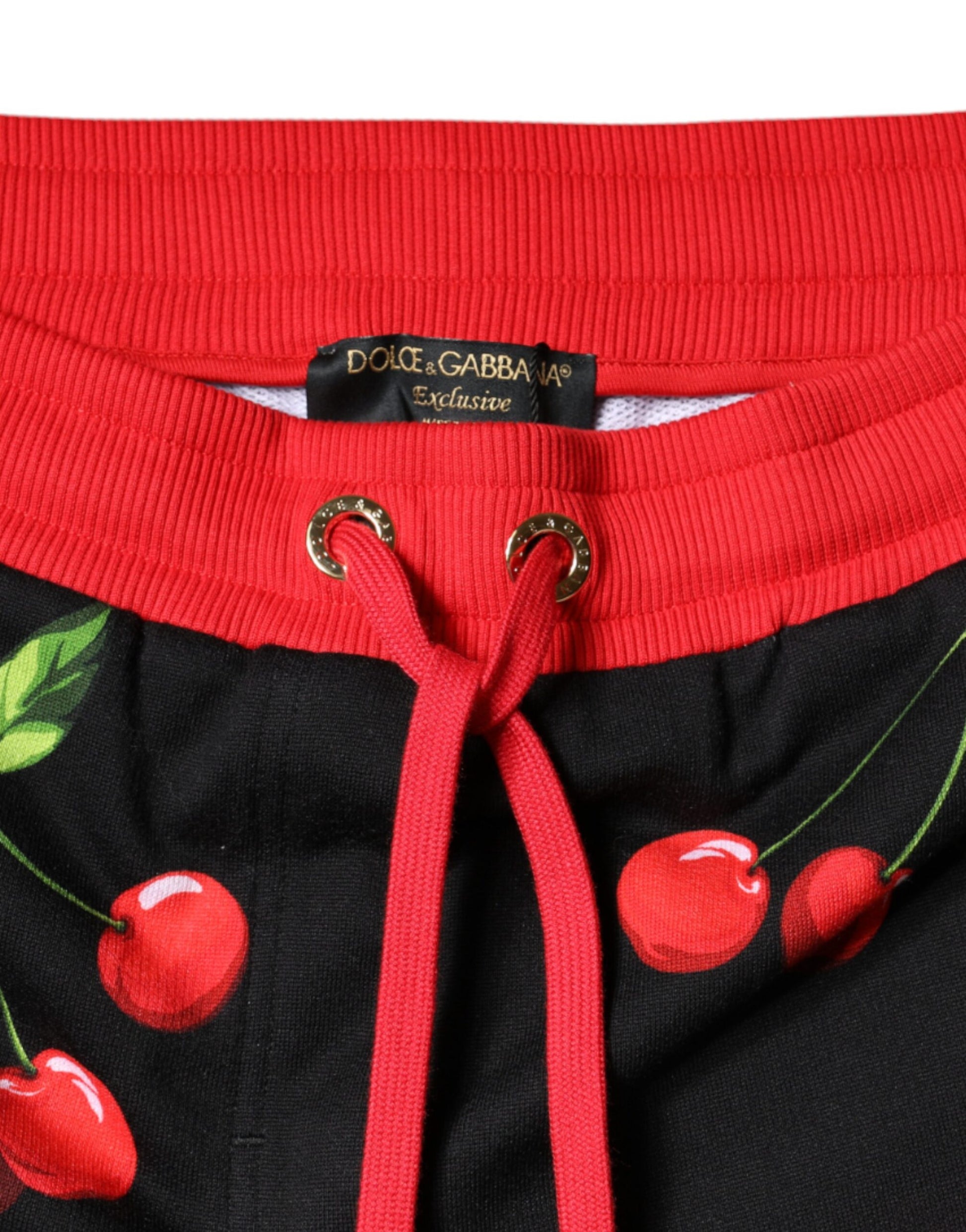 Black Red Cherry Mid Waist Jogger Pants