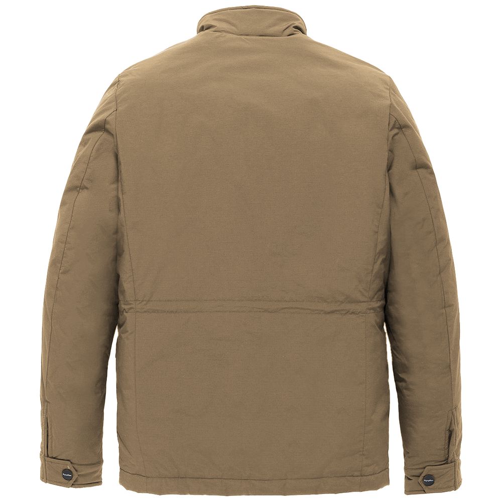 Brown Nylon Men Jacket