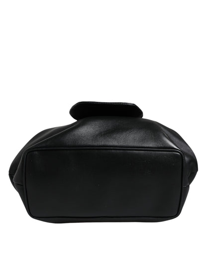 Black Calfskin Leather Shoulder Clutch Bag