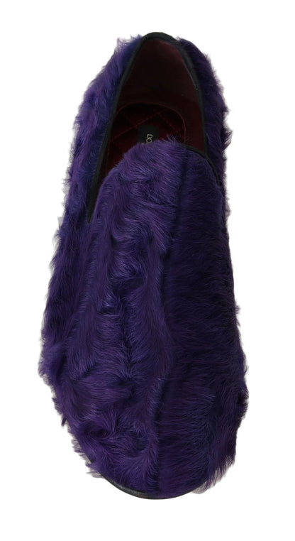 Plush Purple Sheep Fur Loafers