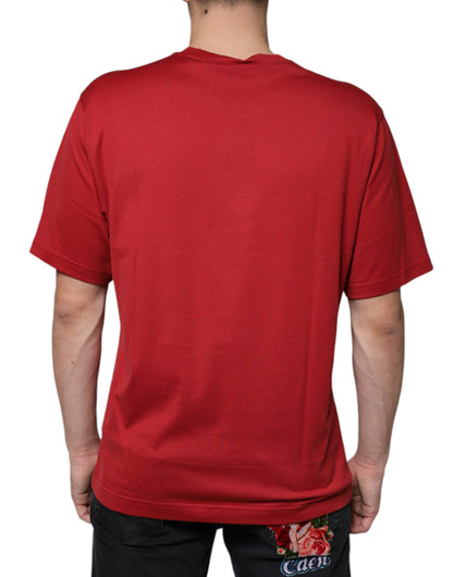 Red Cotton DG Logo Print Crew Neck T-shirt