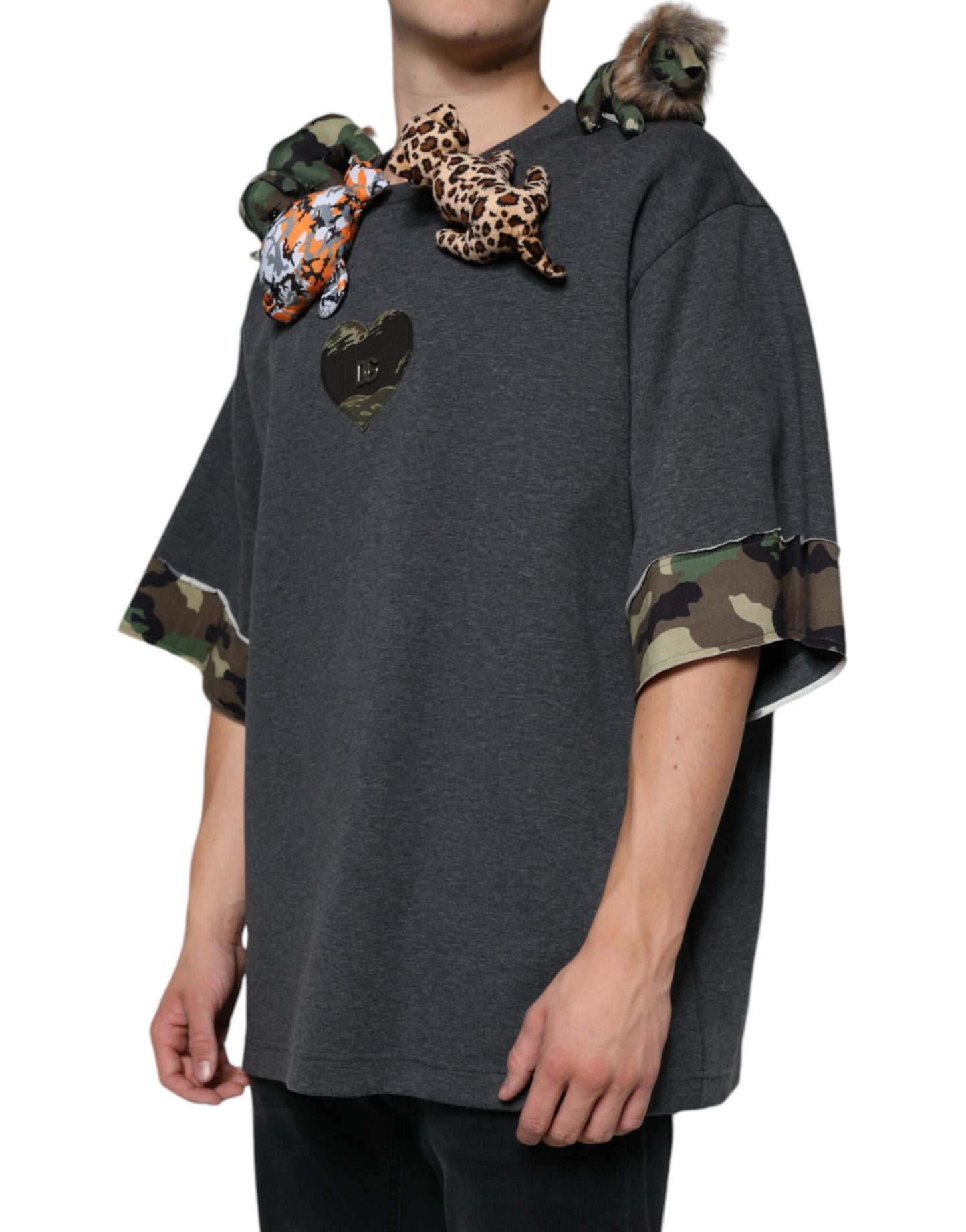 Gray Camouflage Animal Stuff Cotton T-shirt