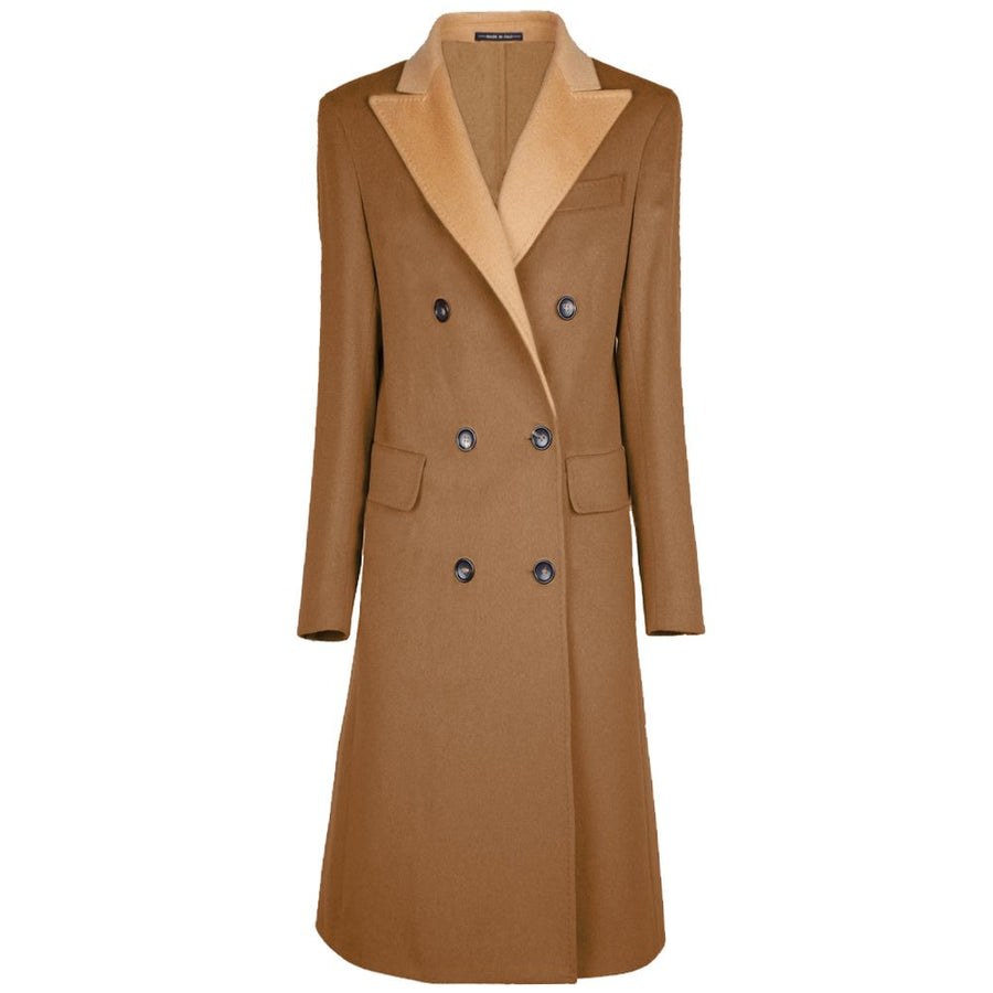 Brown Virgin Wool Women Coat