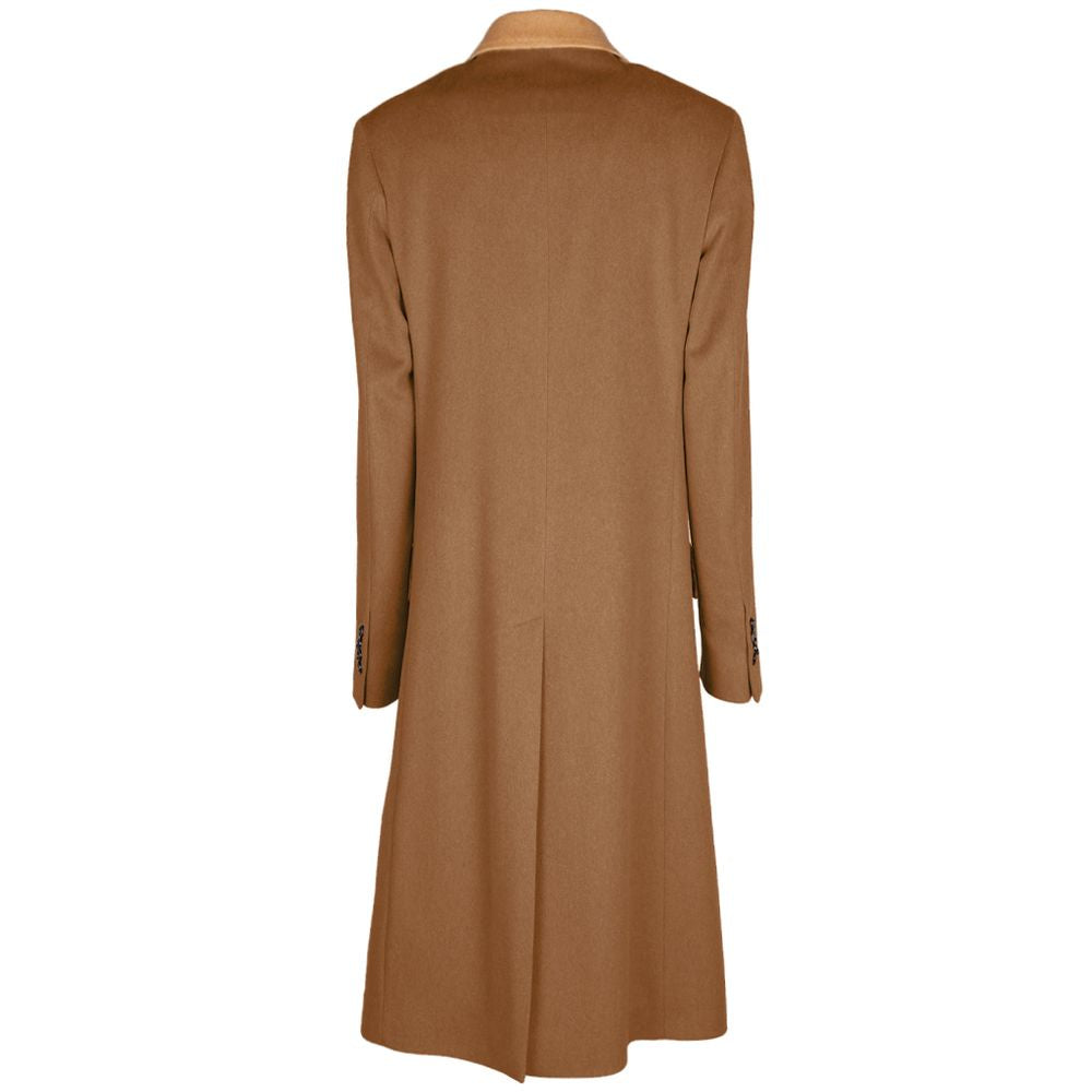 Brown Virgin Wool Women Coat