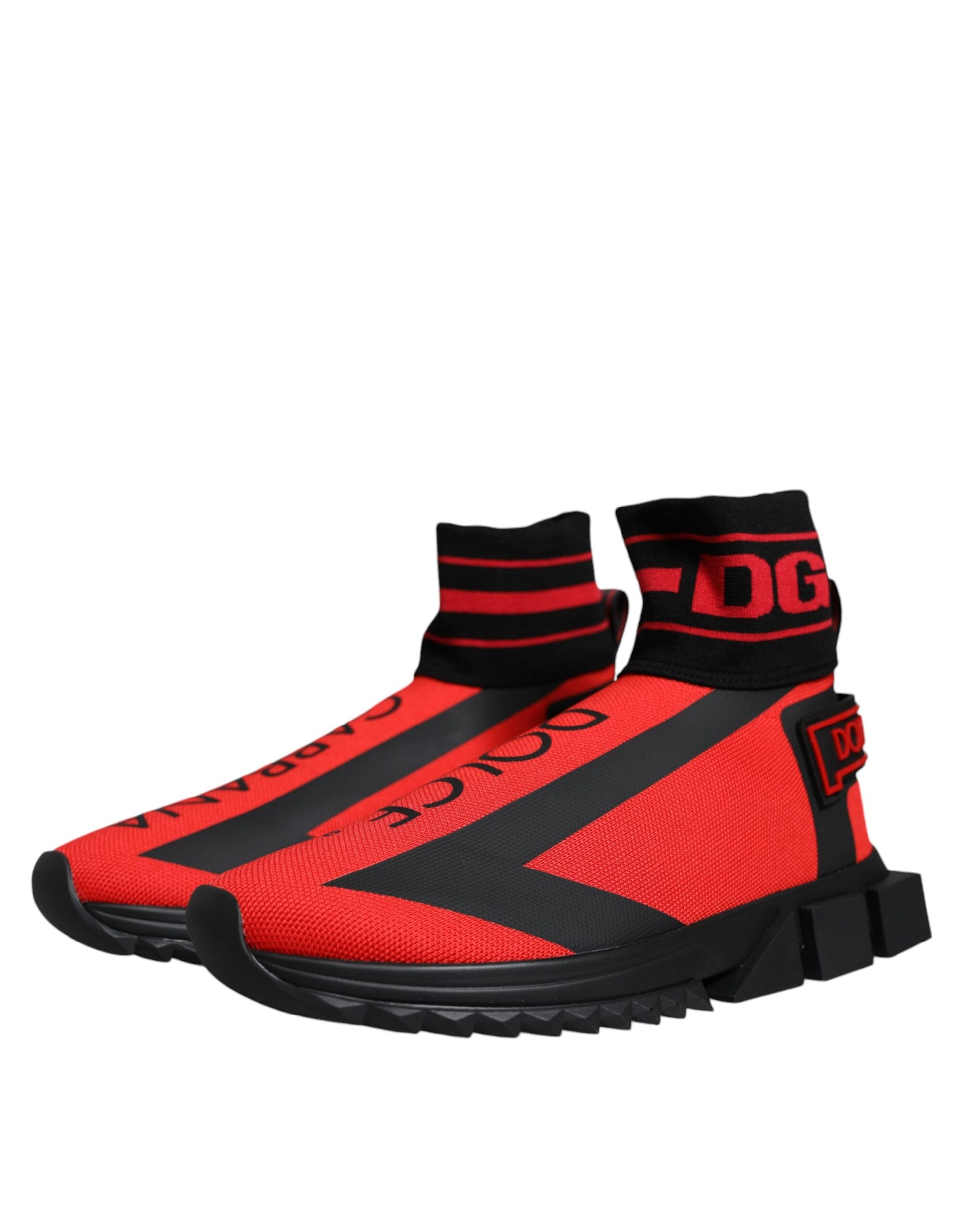 Red Black Fabric High Top Sorrento Sneakers Shoes