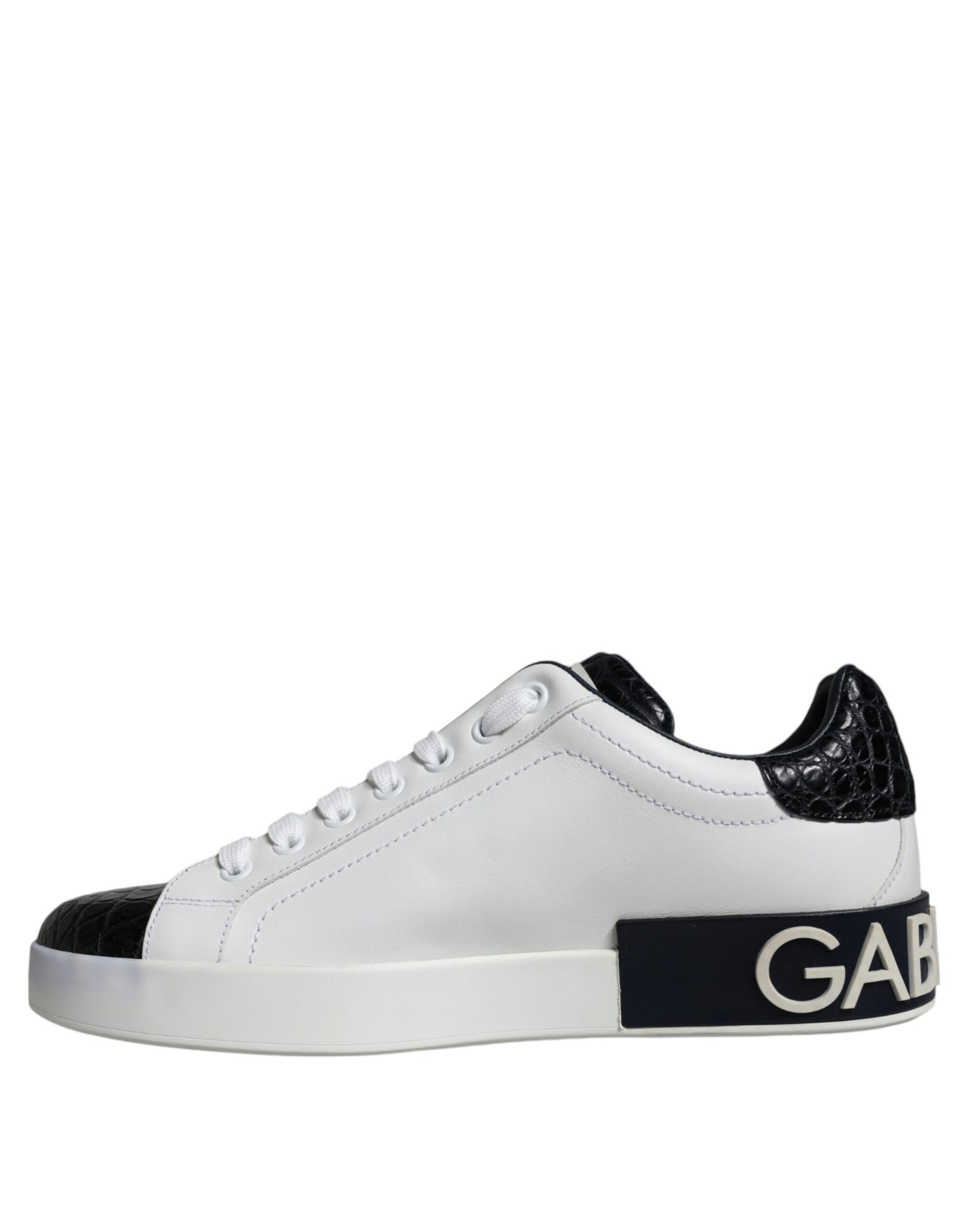 Black Leather Logo Portofino Sneaker Shoes