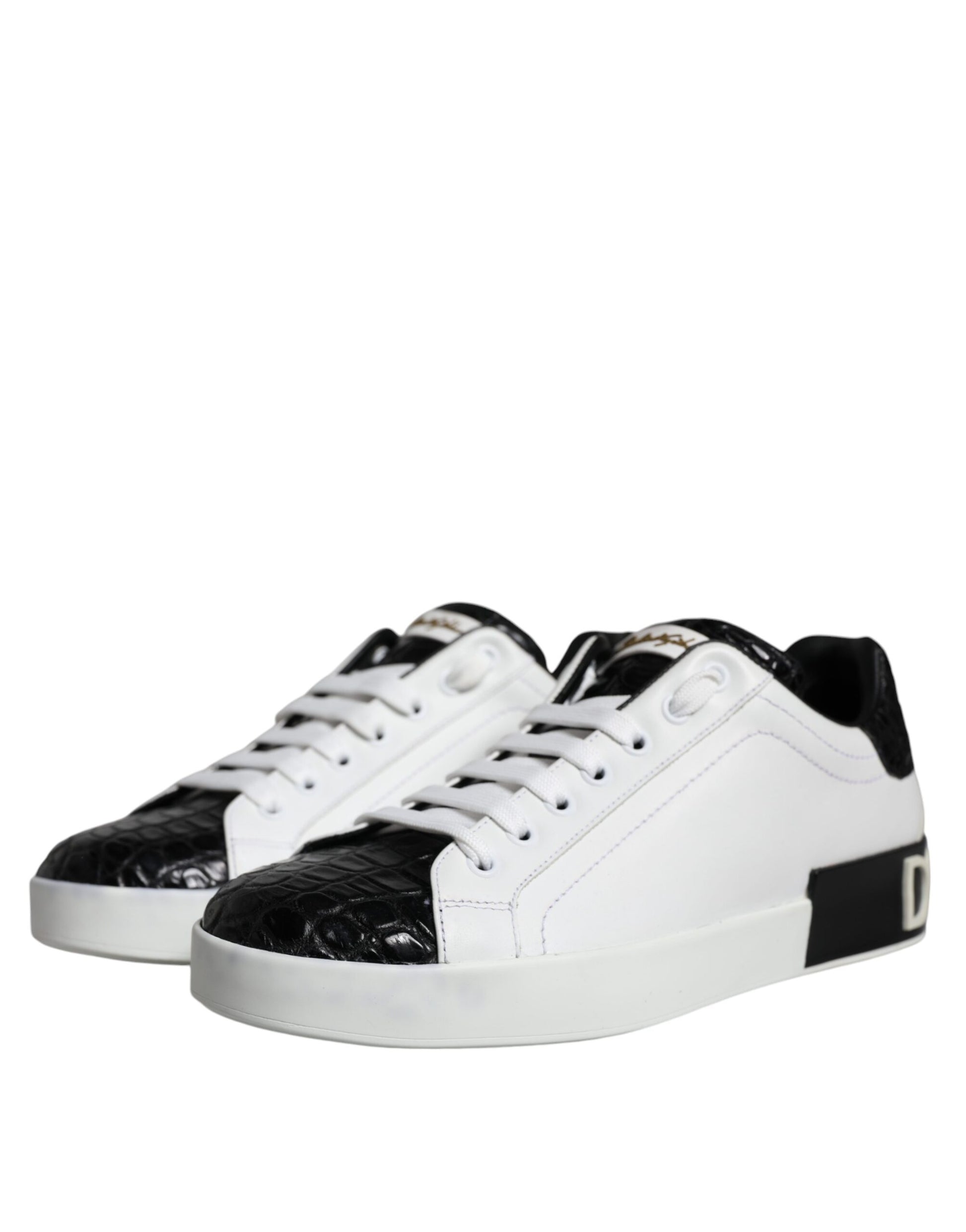 Black Leather Logo Portofino Sneaker Shoes