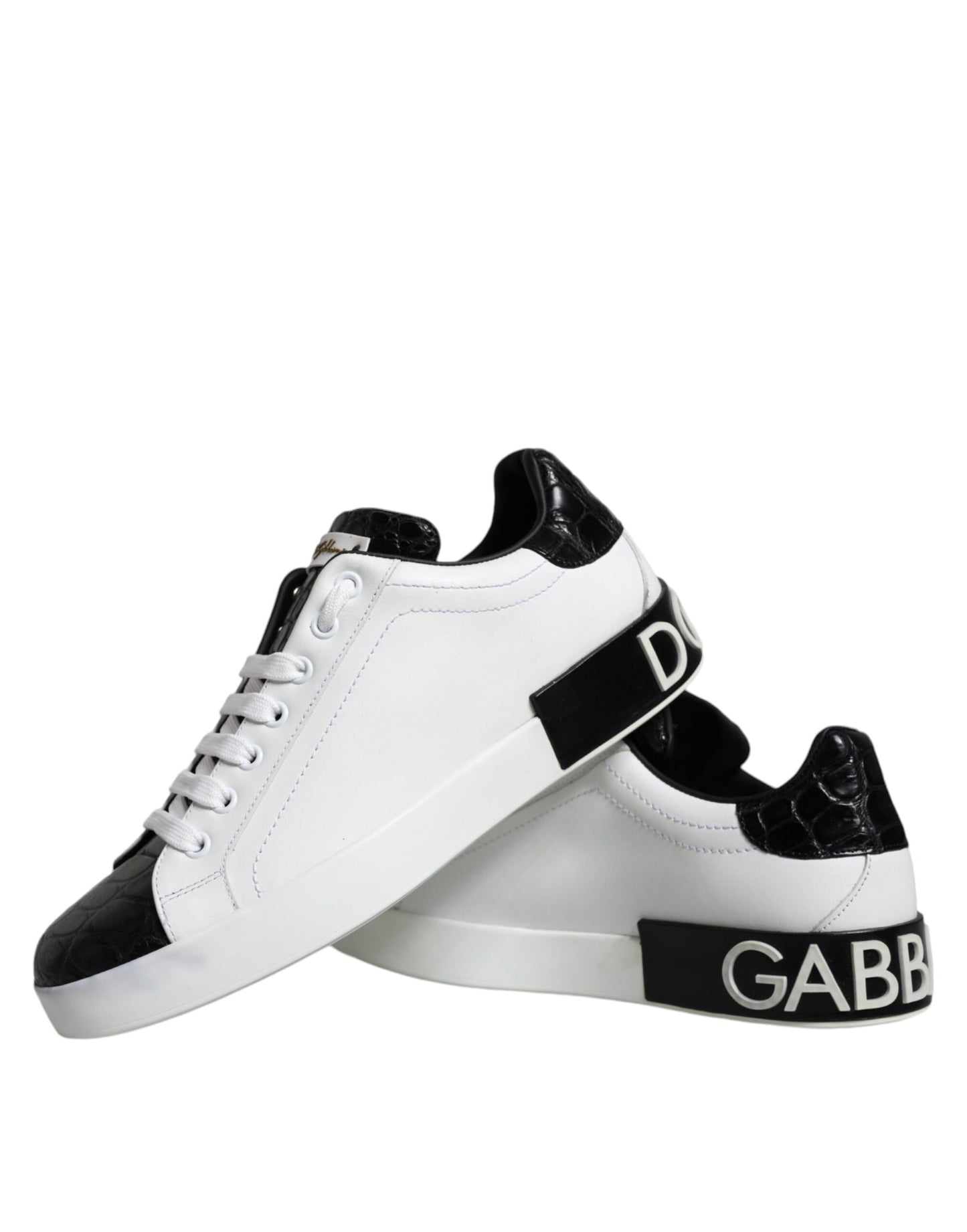 Black Leather Logo Portofino Sneaker Shoes