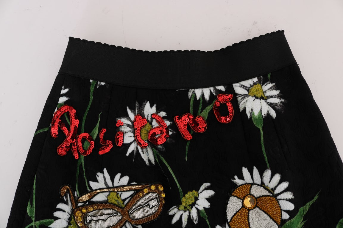 Embellished A-Line Mid-Calf Skirt