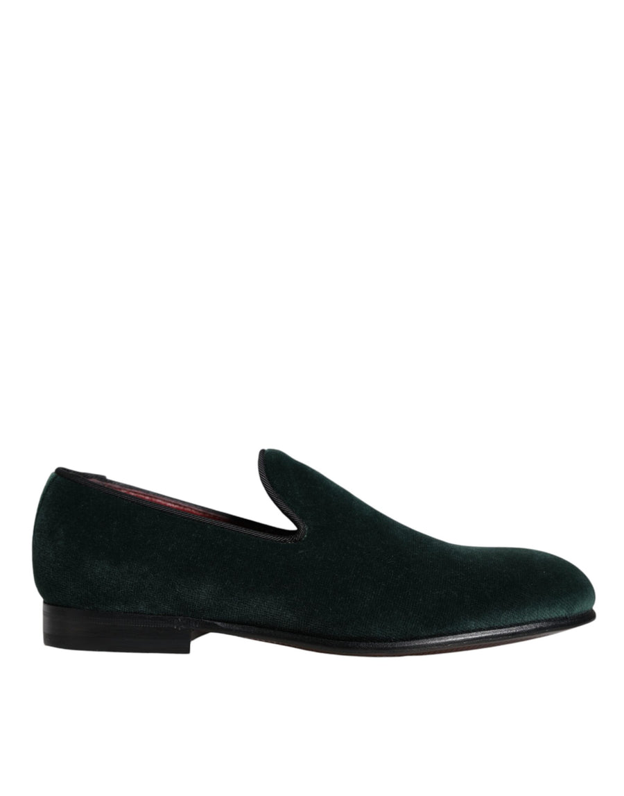 Green Velvet Slip On Loafers Flats Shoes