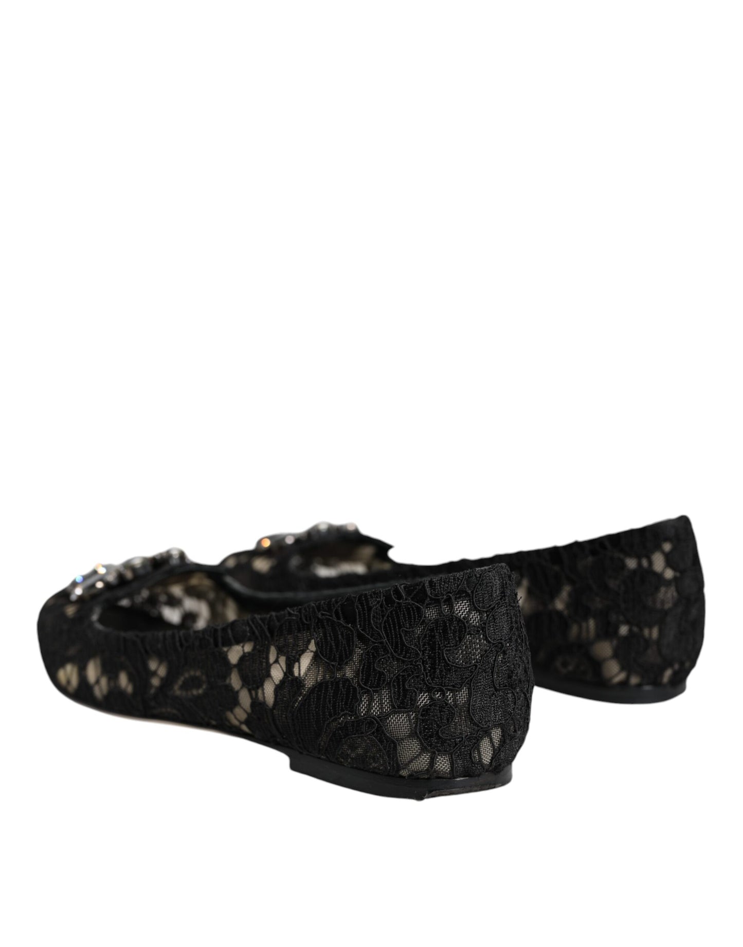 Black Lace Crystal Ballet Flats Loafer Shoes