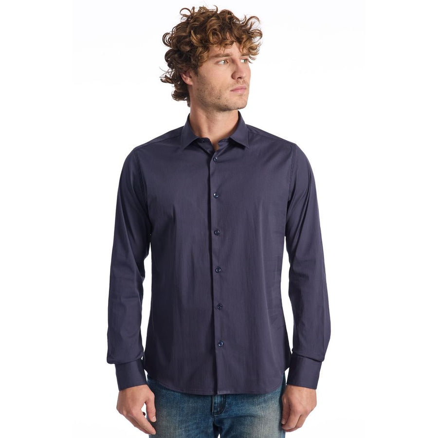 Blue Cotton Men Shirt