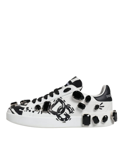 White Crystal Portofino Low Top Sneaker Shoes