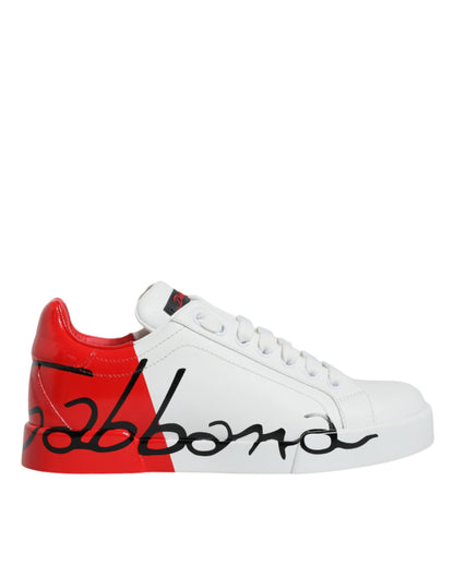 White Red Portofino Low Top Sneakers Shoes